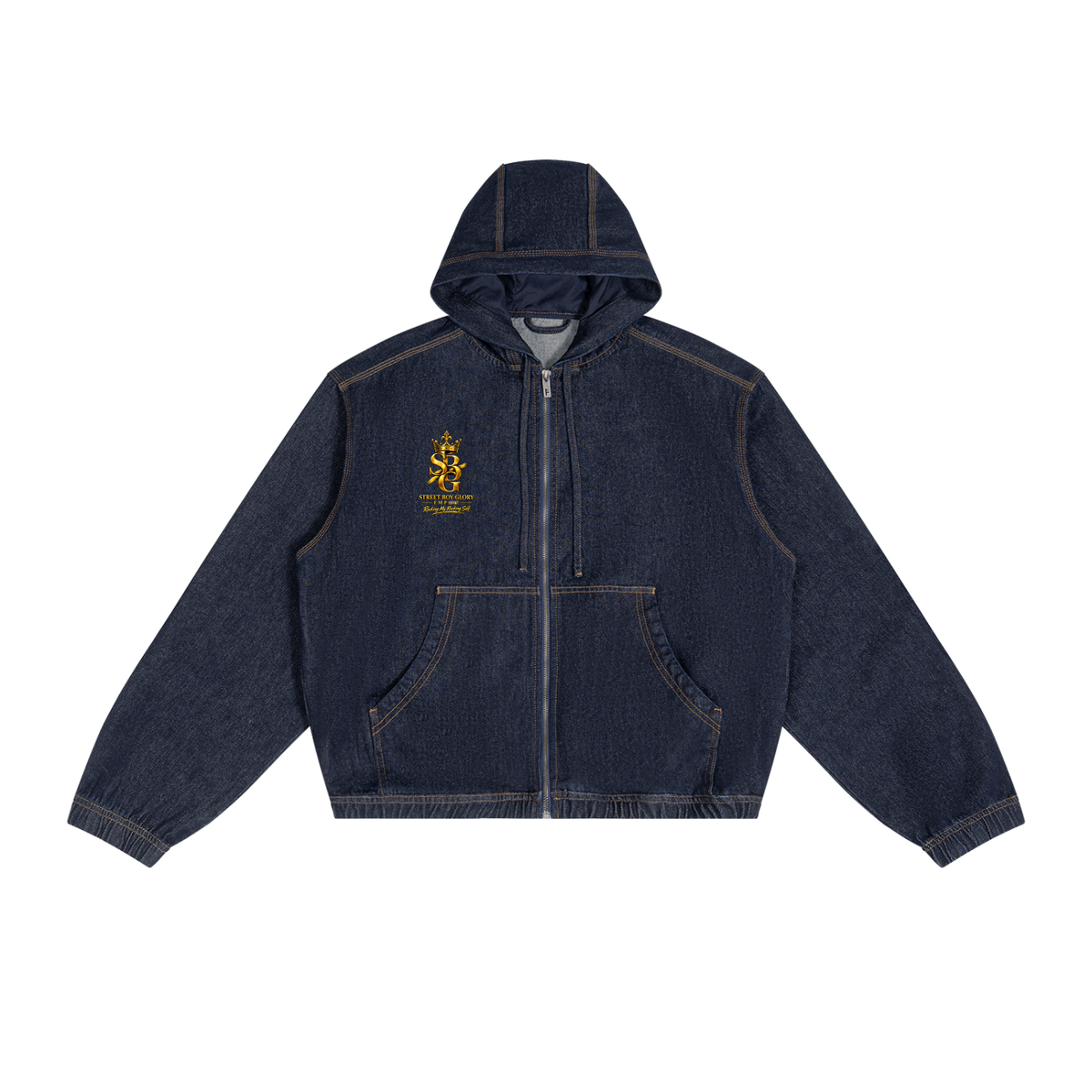 Men's Boxy Vintage Wash Hooded Denim Jacket