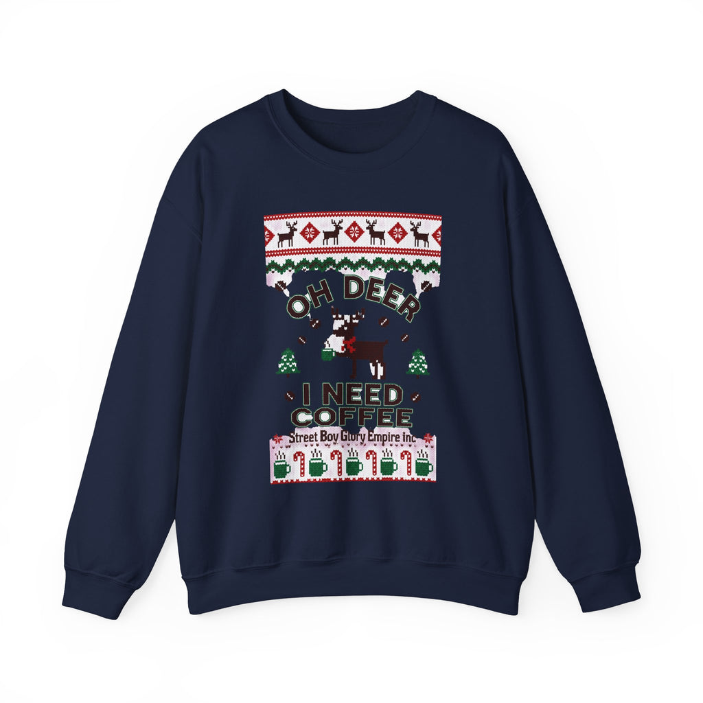 Oh Deer I Need Coffee Sweatshirt | Ugly Christmas Sweater