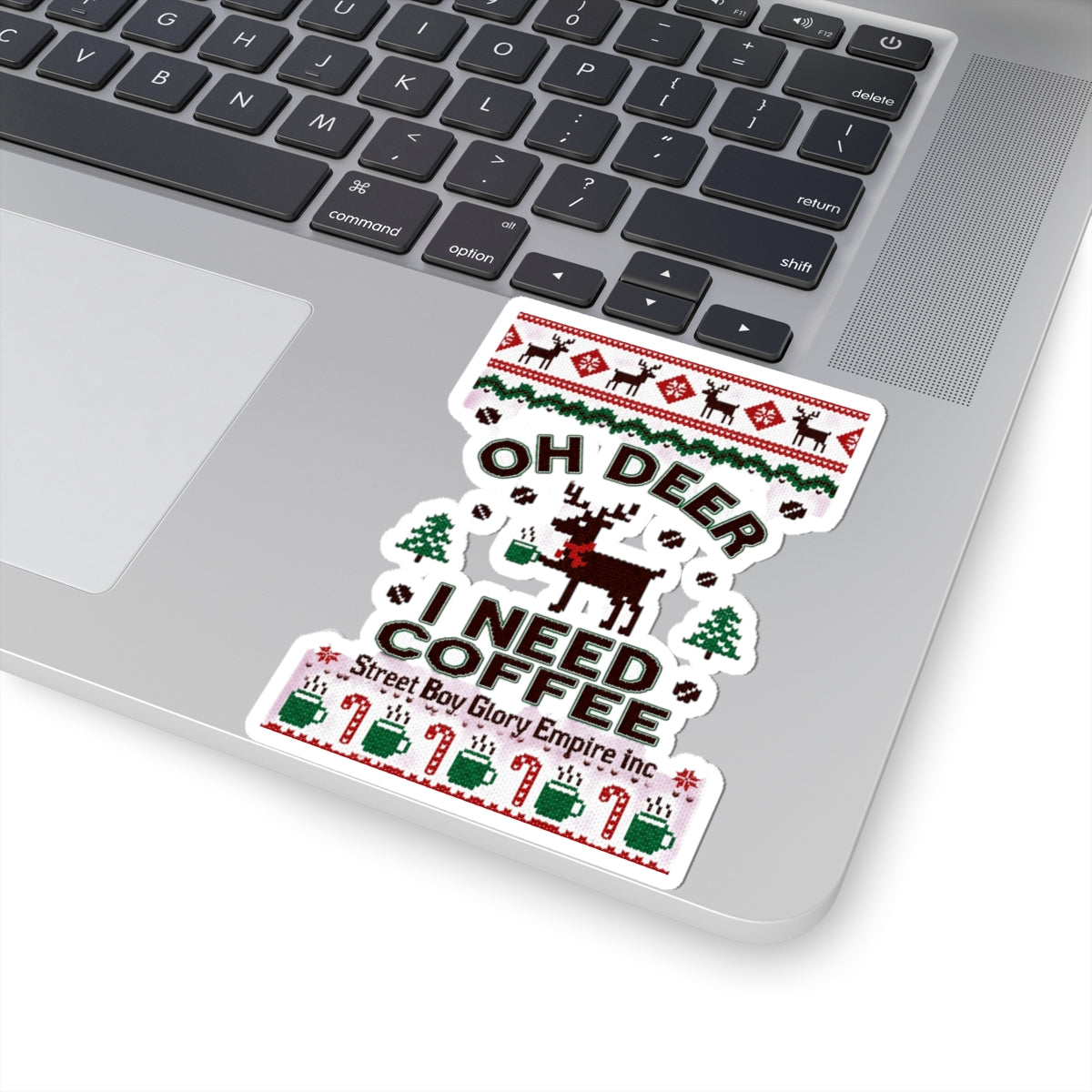 Ugly Christmas Sweater Deer Coffee Kiss-Cut Sticker