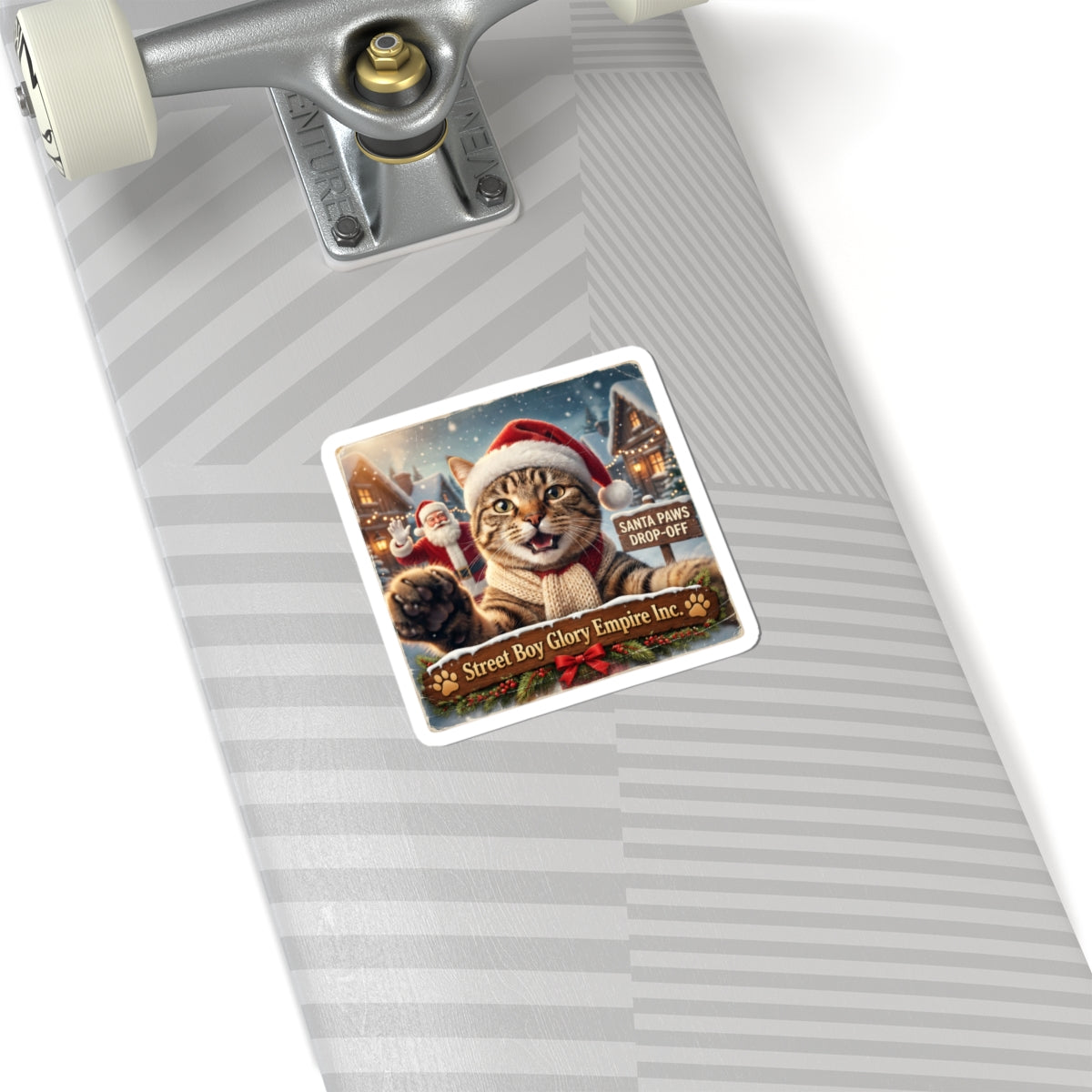 Santa Cat Kiss-Cut Sticker | Realistic Christmas Photo