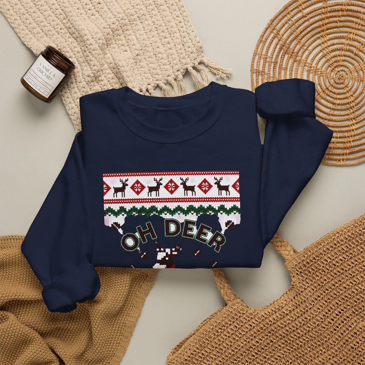 Oh Deer I Need Coffee Sweatshirt | Ugly Christmas Sweater