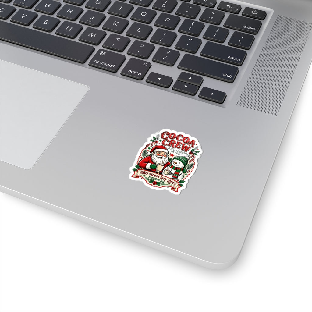 Cocoa Crew Christmas Kiss-Cut Sticker – Santa, Snowman & Hot Cocoa Holiday Decal