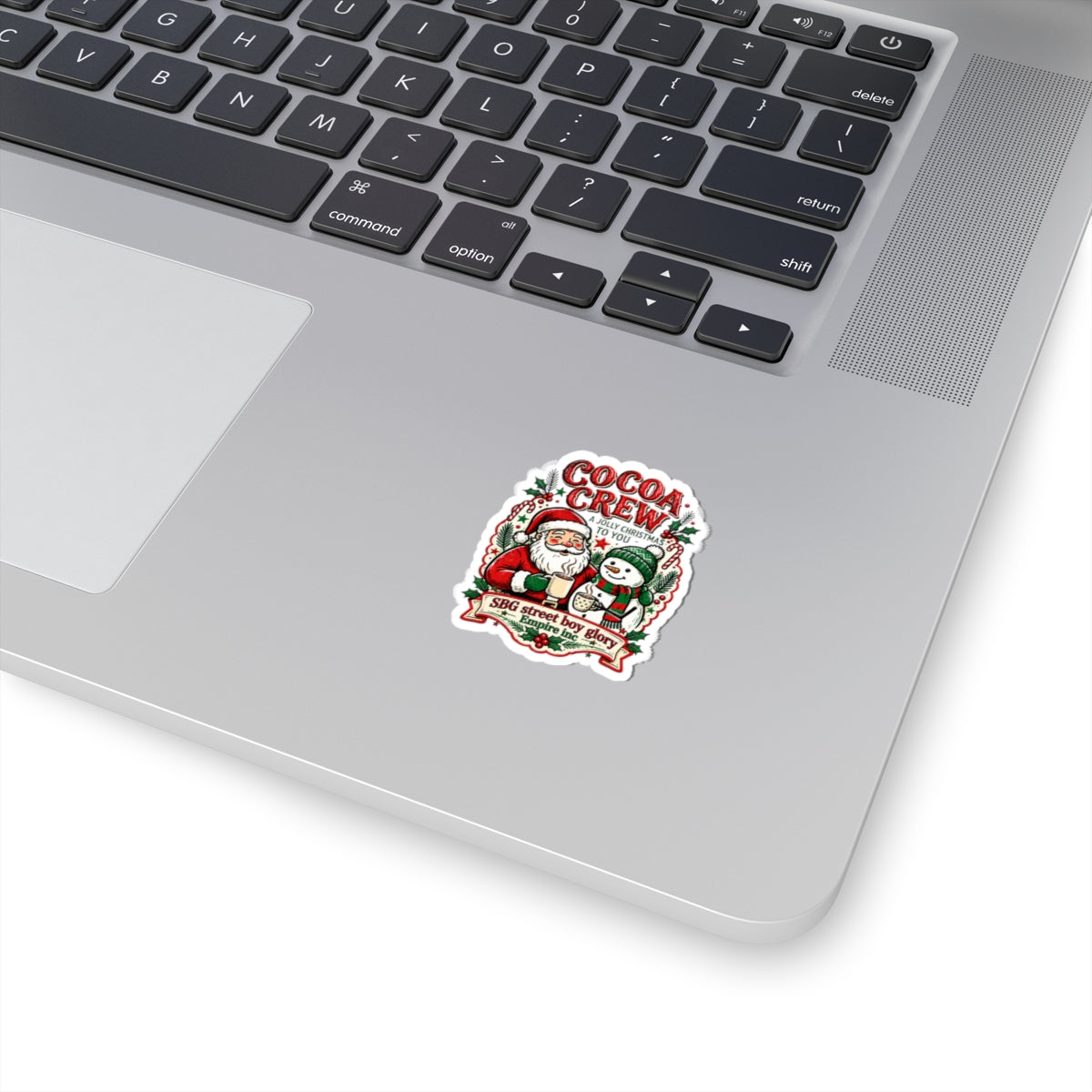 Cocoa Crew Christmas Kiss-Cut Sticker – Santa, Snowman & Hot Cocoa Holiday Decal