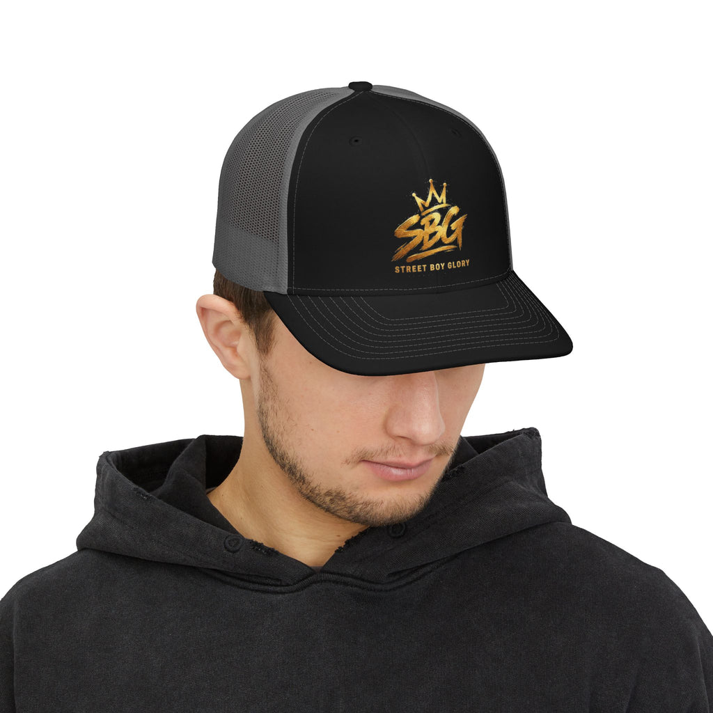Stay Golden Snapback Trucker Cap – Crown Graphic “Strive for Glory” Hat