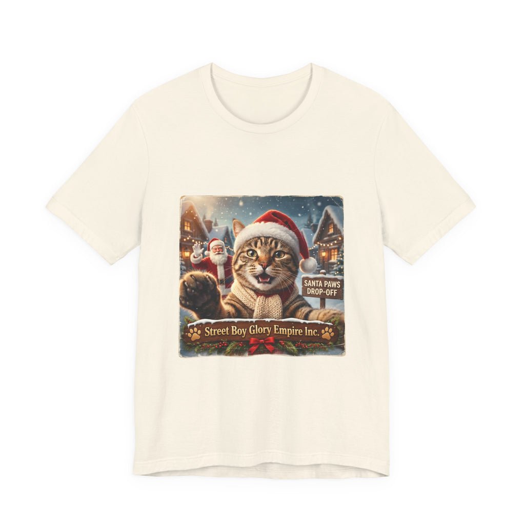 Realistic Santa Cat Portrait Tee | Nostalgic Christmas