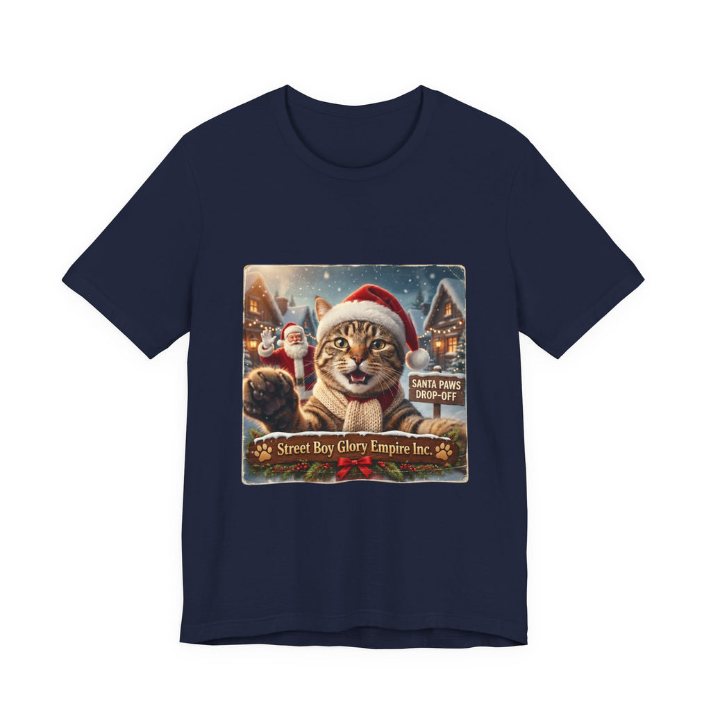 Realistic Santa Cat Portrait Tee | Nostalgic Christmas