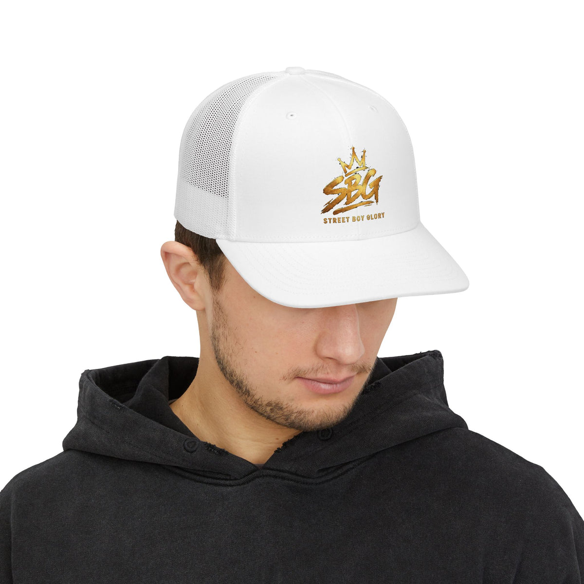 Stay Golden Snapback Trucker Cap – Crown Graphic “Strive for Glory” Hat