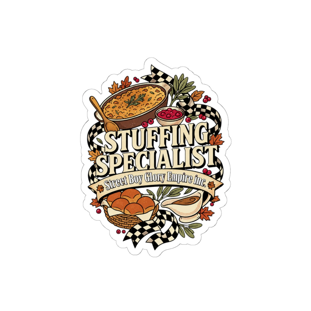 Stuffing Specialist Kiss-Cut Sticker, Funny Thanksgiving Food
