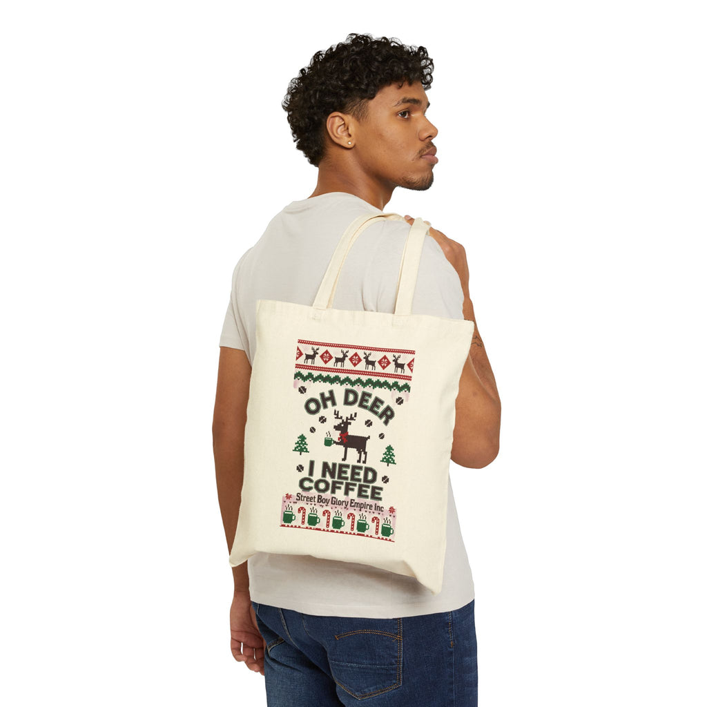 Oh Deer I Need Coffee Tote Bag | Ugly Christmas Sweater Style