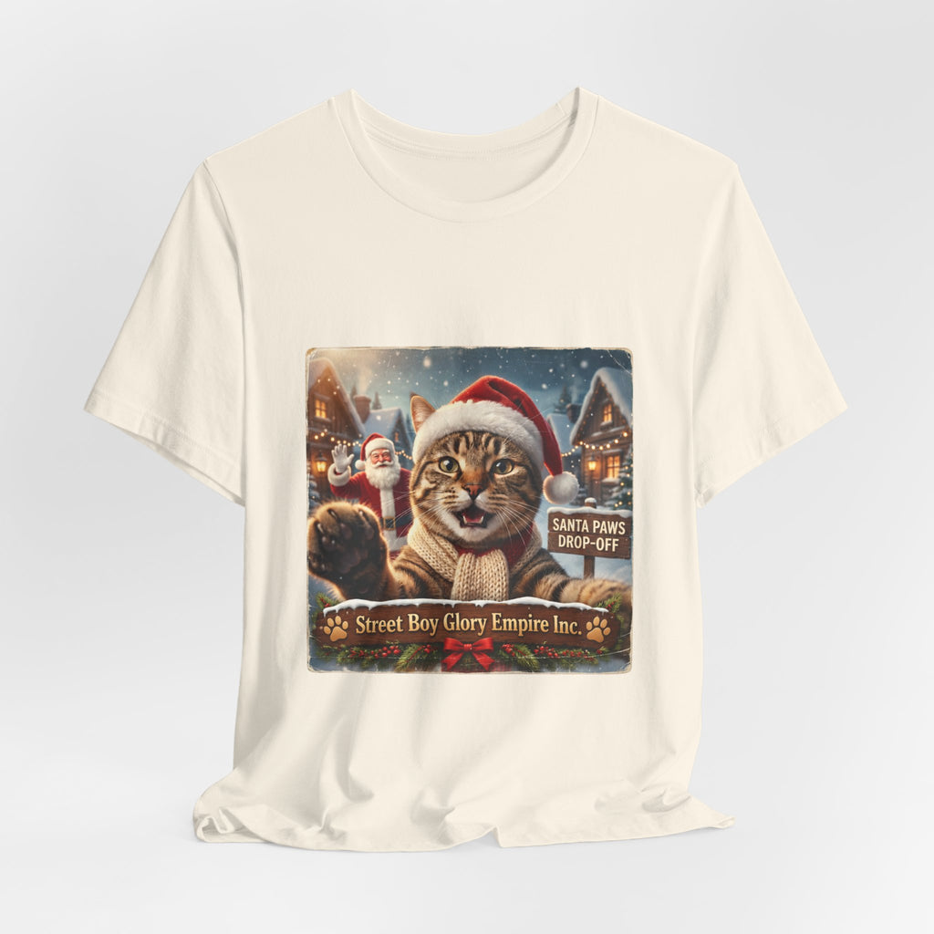 Realistic Santa Cat Portrait Tee | Nostalgic Christmas