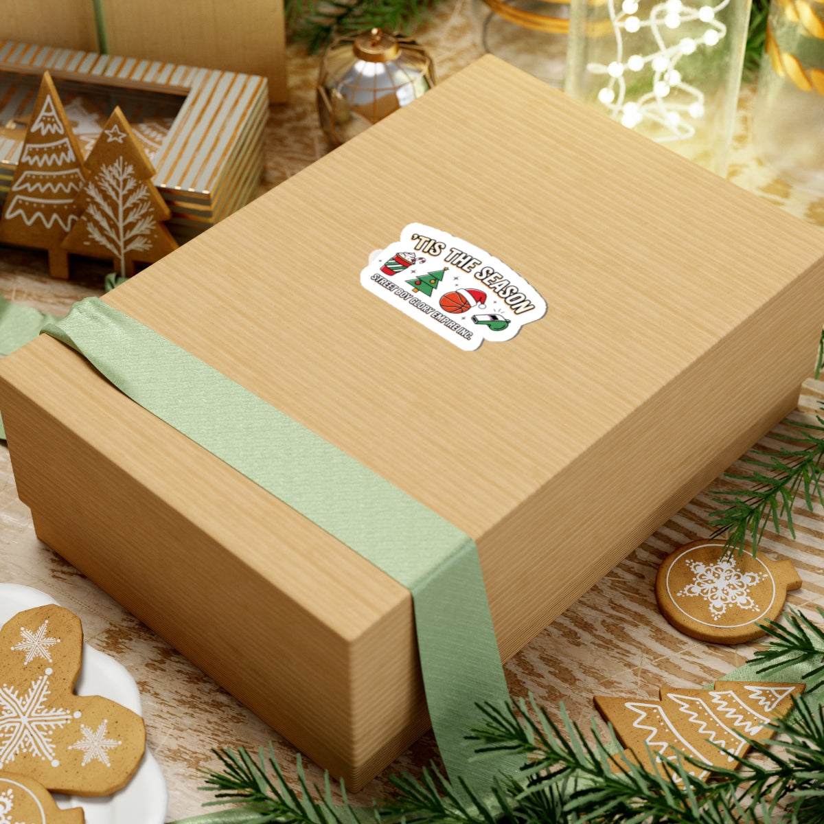 Basketball Christmas Sticker, Holiday Basketball Season Decal