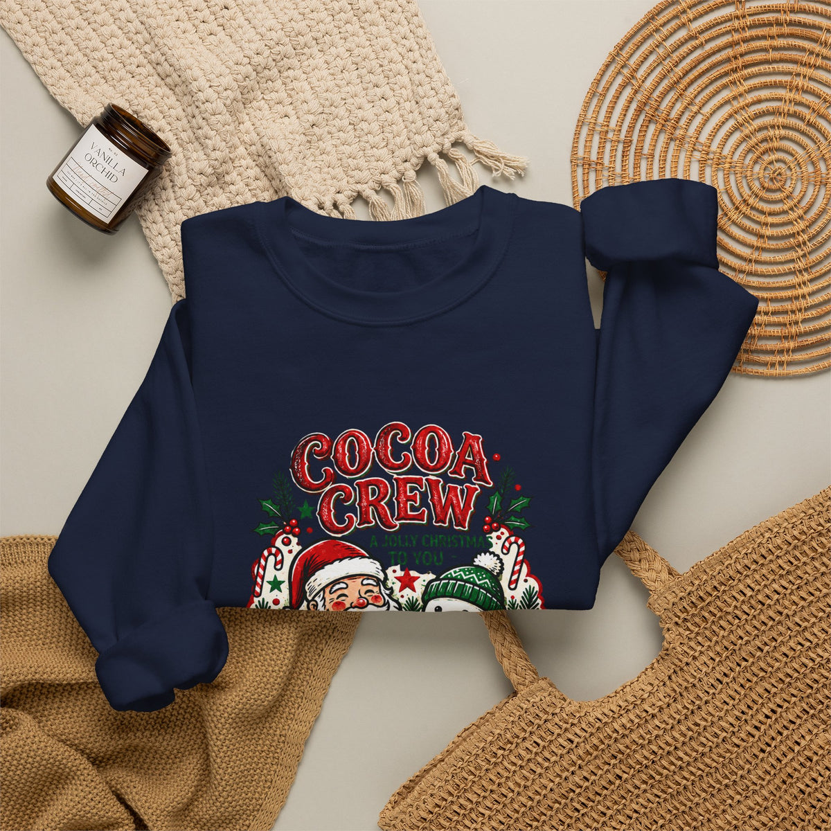 Cocoa Crew Christmas Sweatshirt | Vintage Santa Holiday Crewneck