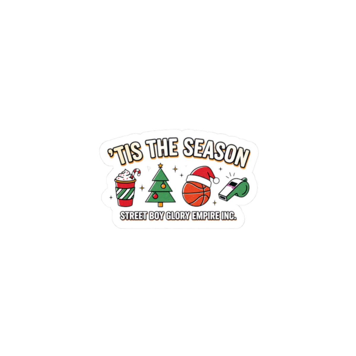 Basketball Christmas Sticker, Holiday Basketball Season Decal