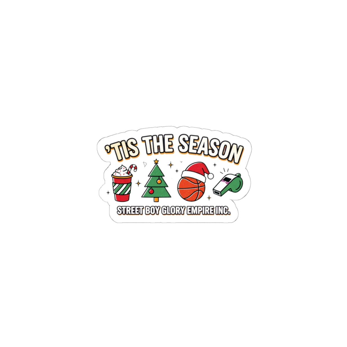 Basketball Christmas Sticker, Holiday Basketball Season Decal