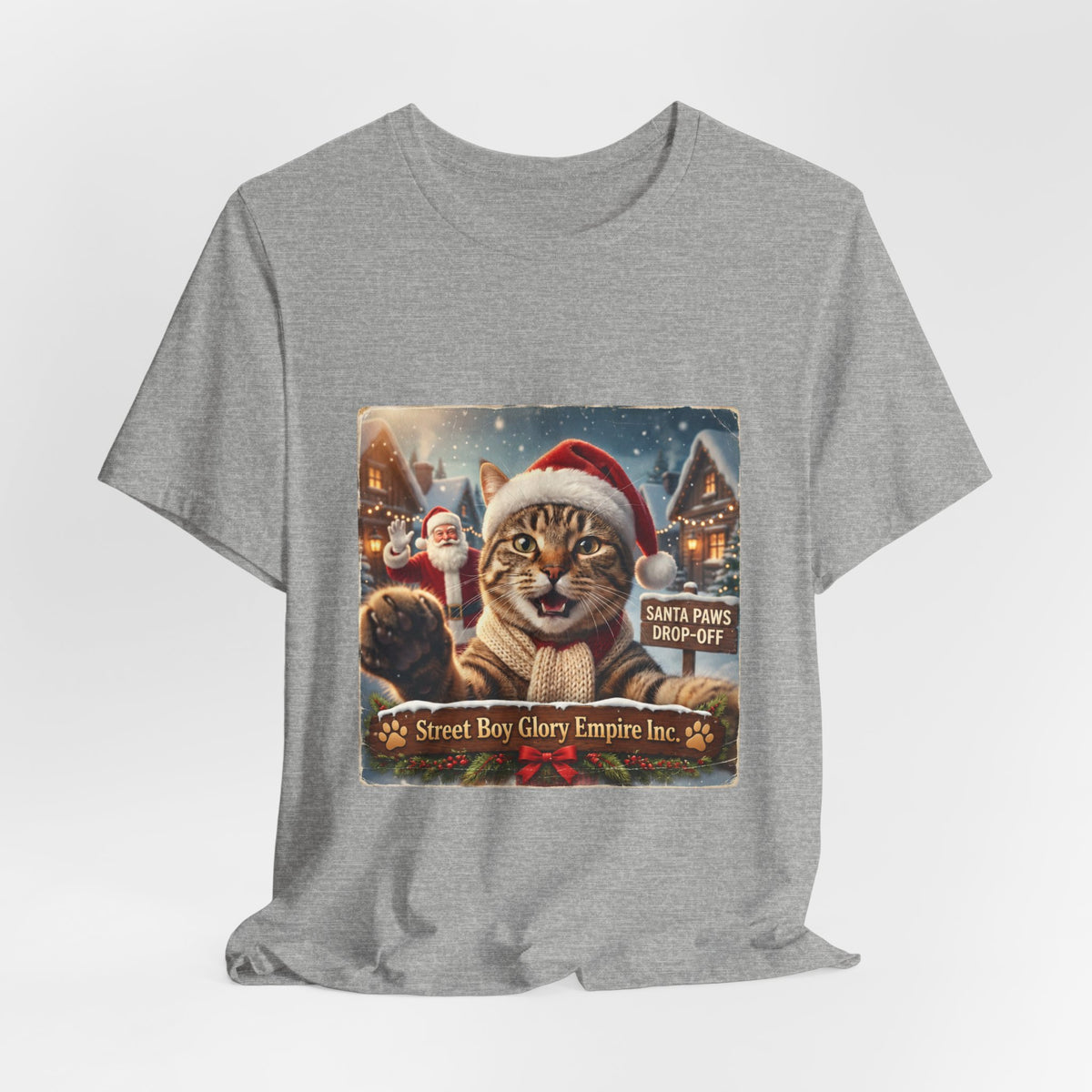 Realistic Santa Cat Portrait Tee | Nostalgic Christmas