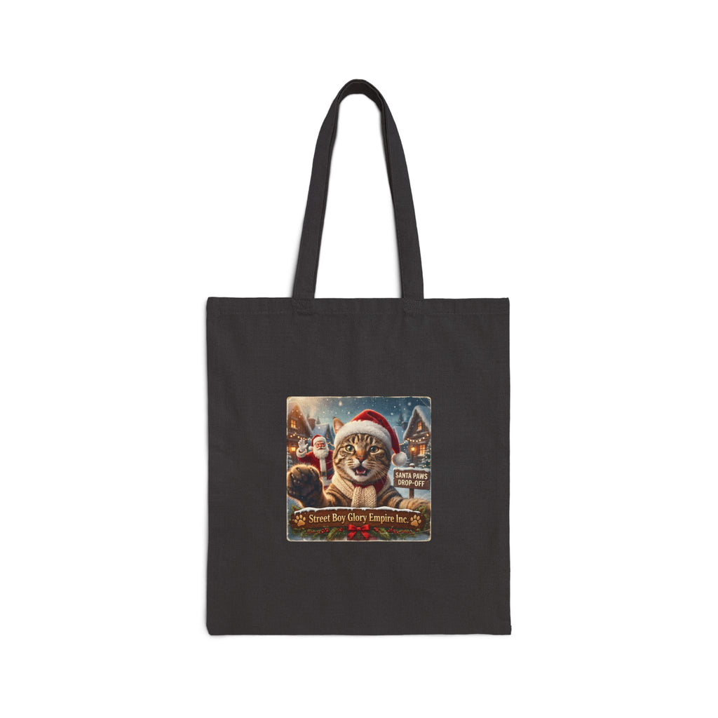 Santa Cat Christmas Cotton Canvas Tote Bag