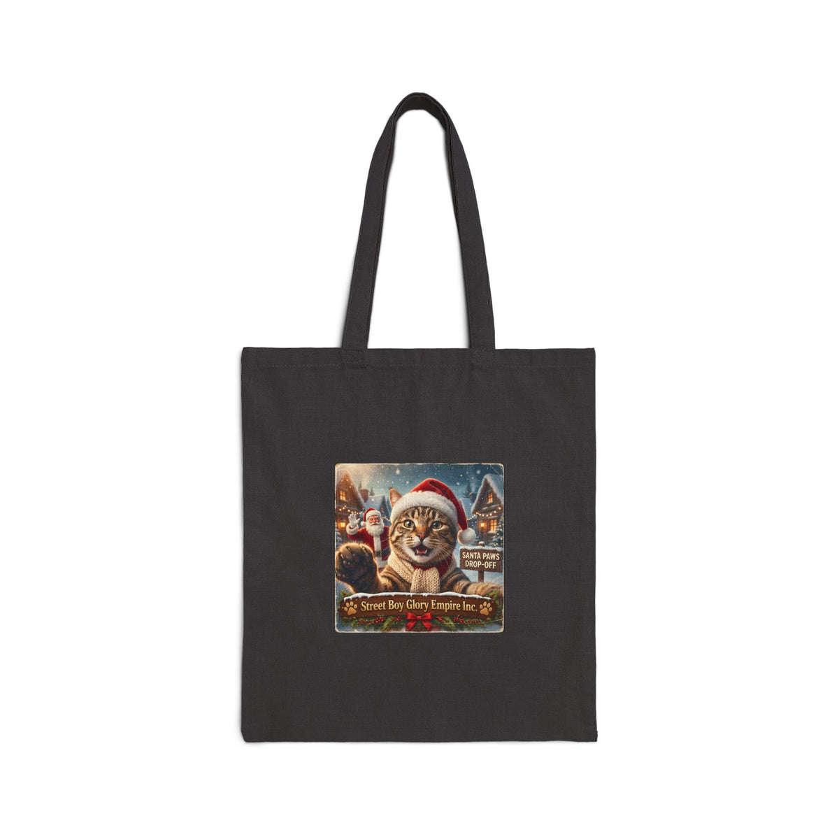 Santa Cat Christmas Cotton Canvas Tote Bag