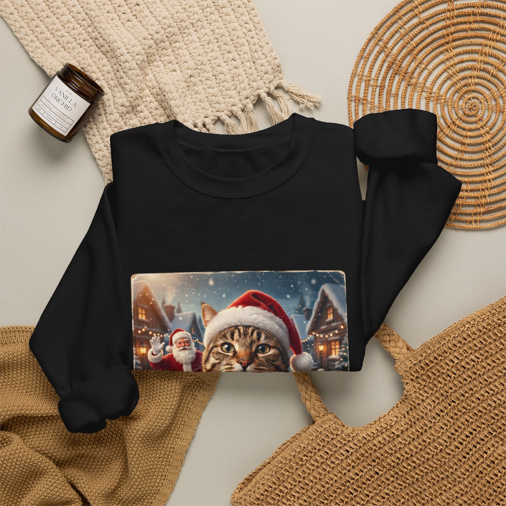 Realistic Santa Cat Portrait Sweatshirt | Nostalgic Christmas
