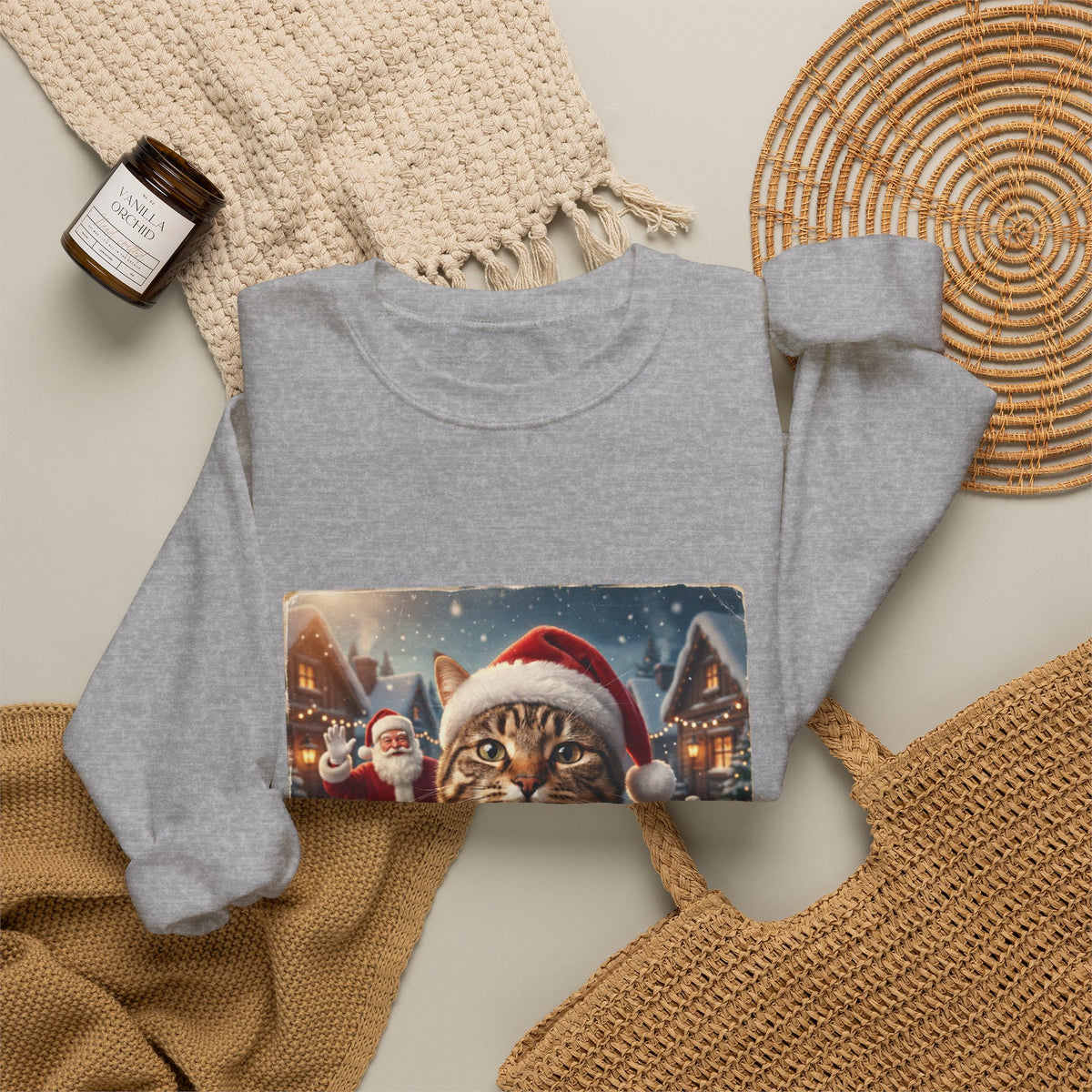 Realistic Santa Cat Portrait Sweatshirt | Nostalgic Christmas