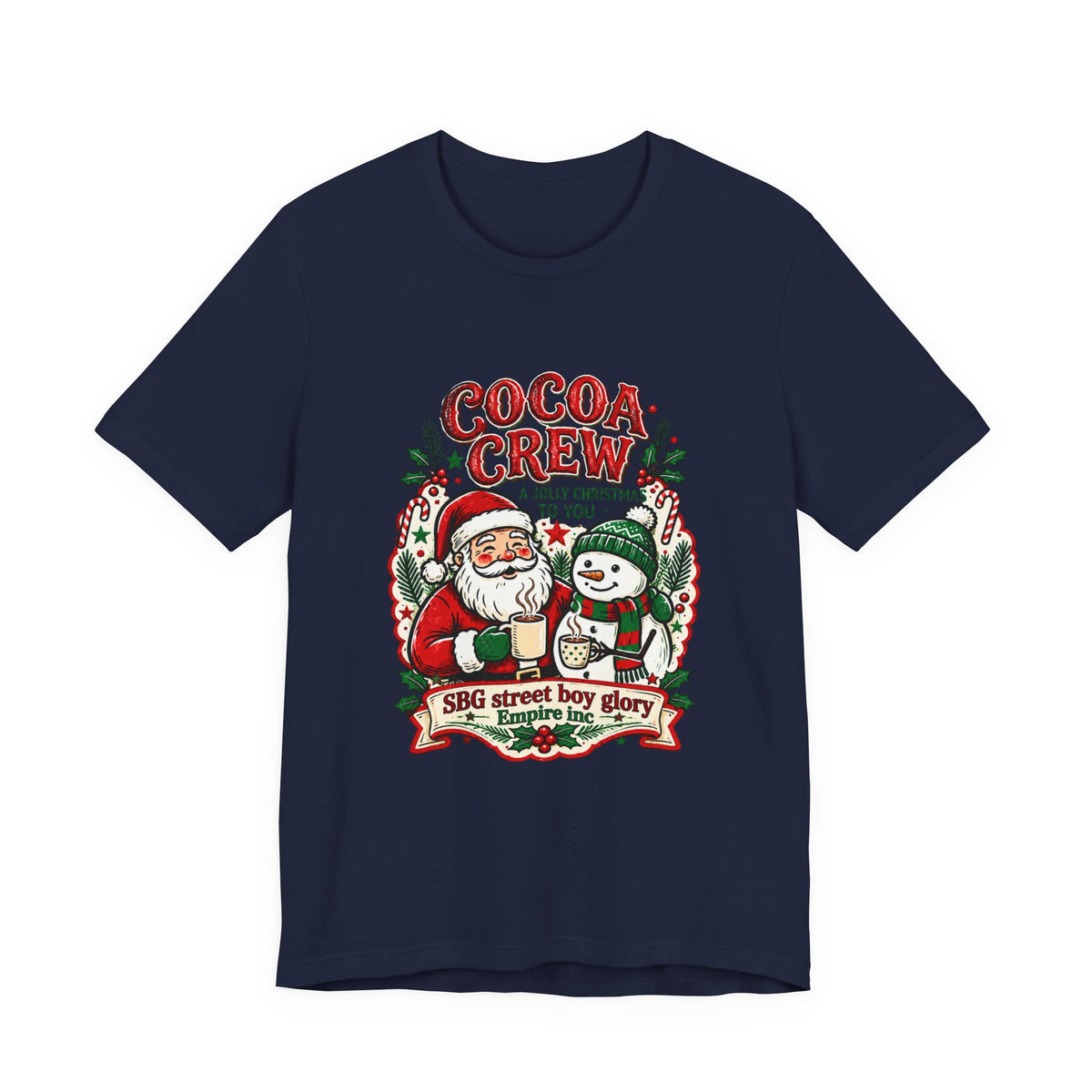 Cocoa Crew Santa & Snowman Christmas T-Shirt