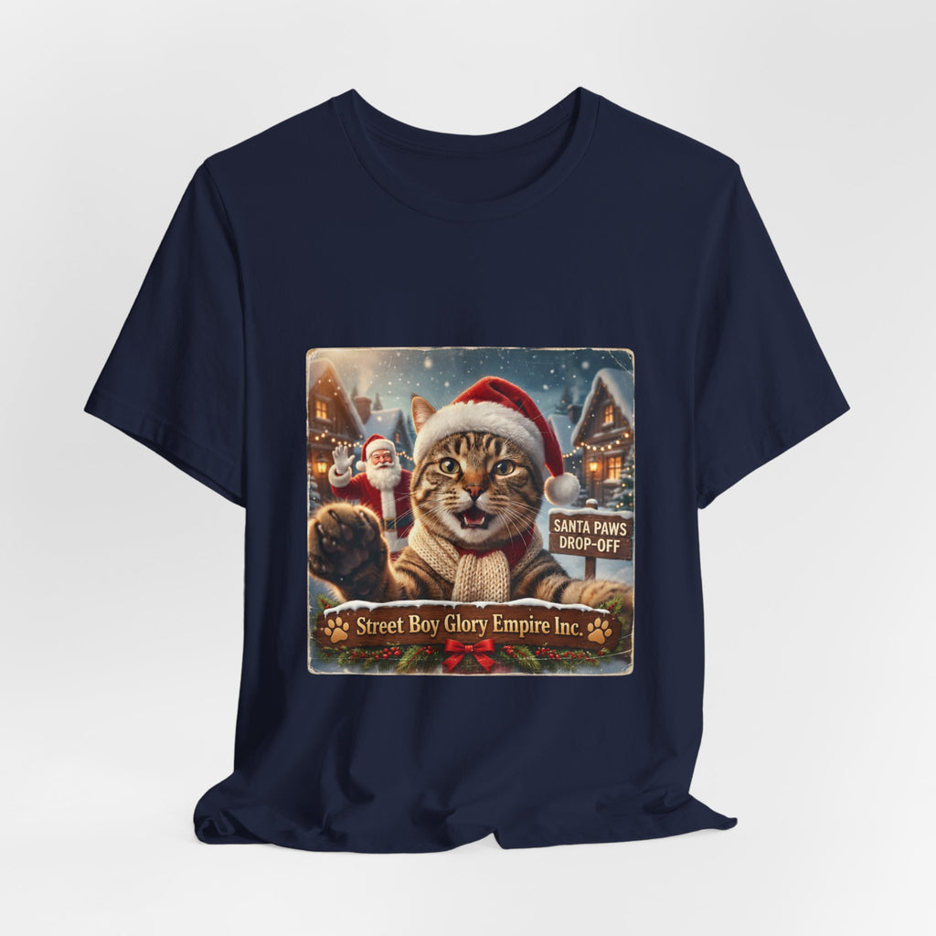 Realistic Santa Cat Portrait Tee | Nostalgic Christmas