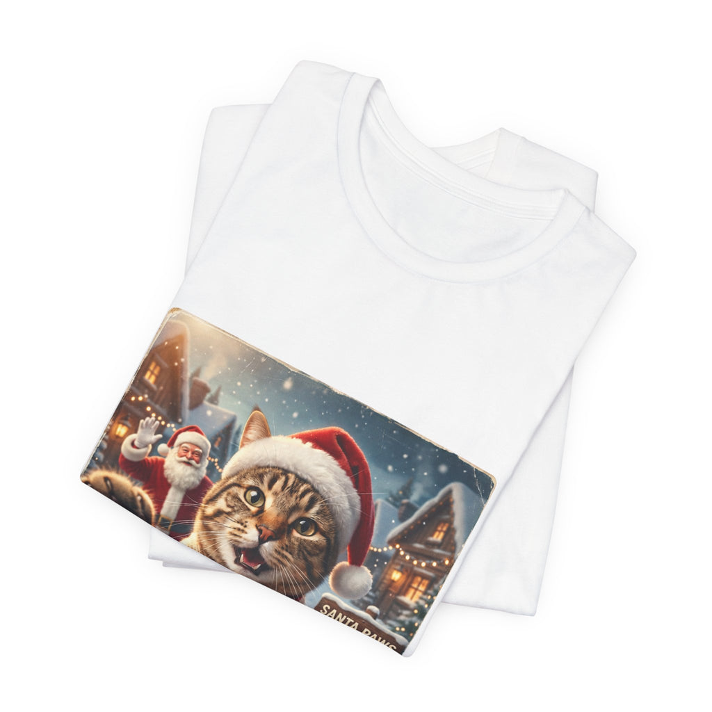 Realistic Santa Cat Portrait Tee | Nostalgic Christmas