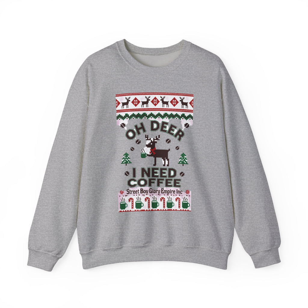 Oh Deer I Need Coffee Sweatshirt | Ugly Christmas Sweater