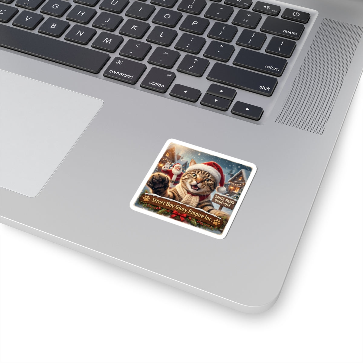 Santa Cat Kiss-Cut Sticker | Realistic Christmas Photo