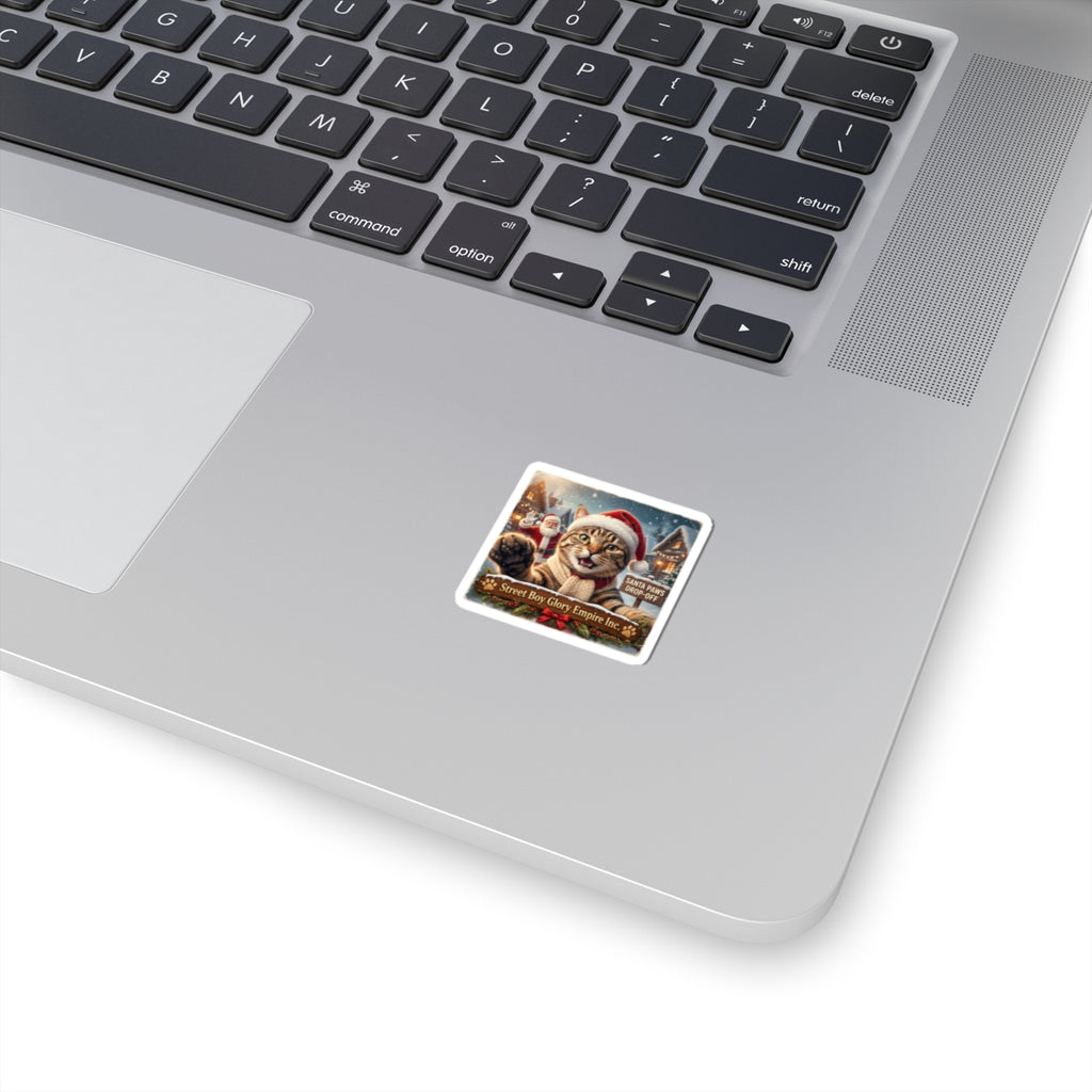 Santa Cat Kiss-Cut Sticker | Realistic Christmas Photo