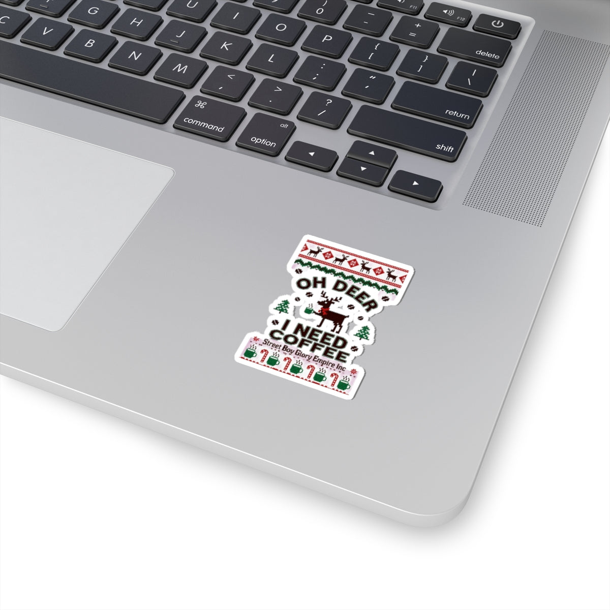 Ugly Christmas Sweater Deer Coffee Kiss-Cut Sticker