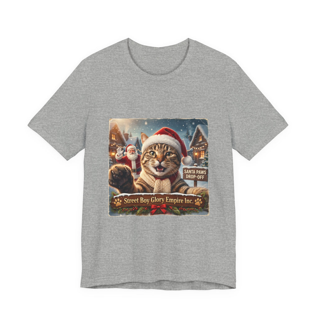 Realistic Santa Cat Portrait Tee | Nostalgic Christmas
