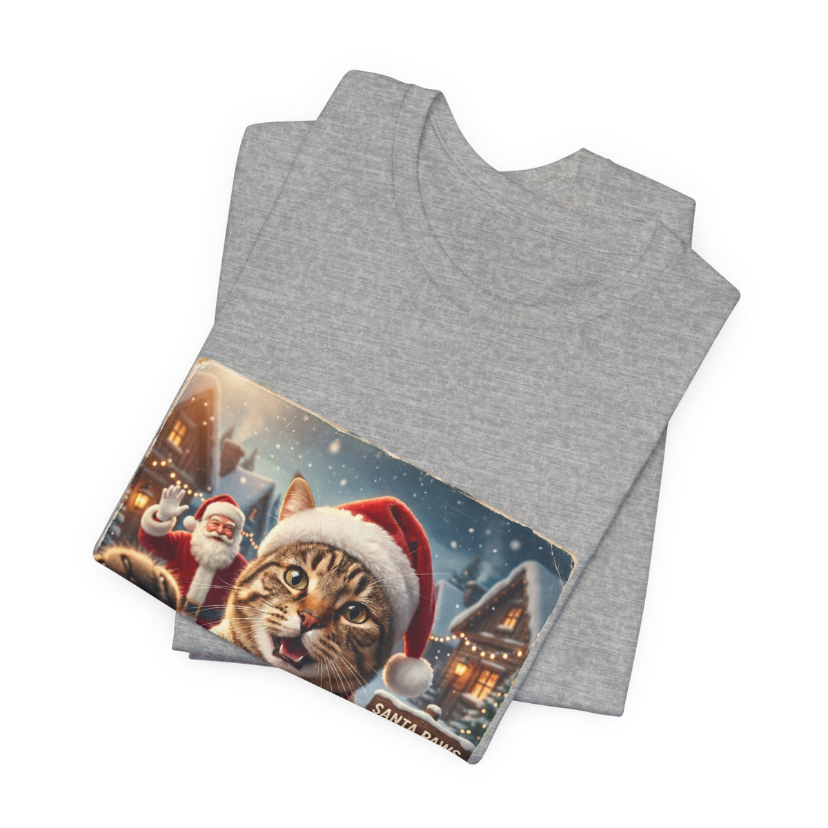 Realistic Santa Cat Portrait Tee | Nostalgic Christmas