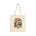 Cocoa Crew Christmas Canvas Tote Bag | Retro Santa & Snowman Hot Cocoa Design
