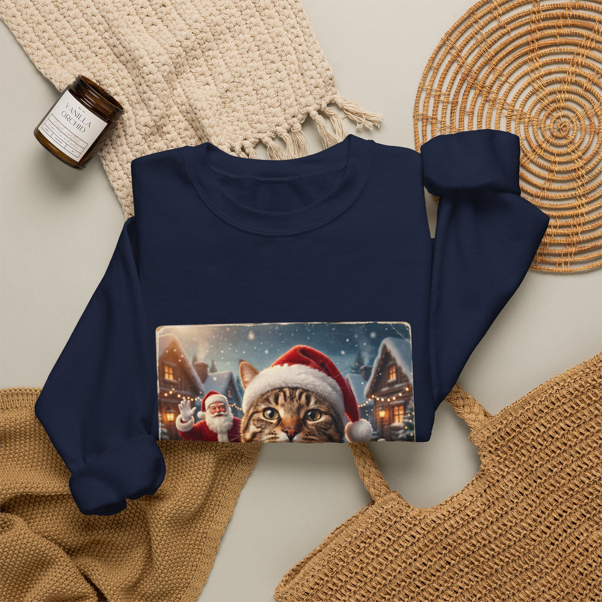 Realistic Santa Cat Portrait Sweatshirt | Nostalgic Christmas