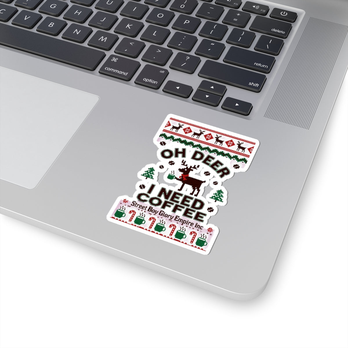 Ugly Christmas Sweater Deer Coffee Kiss-Cut Sticker
