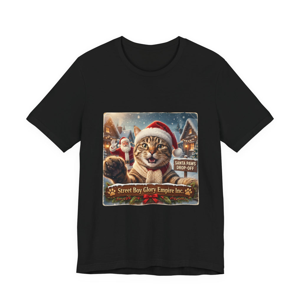 Realistic Santa Cat Portrait Tee | Nostalgic Christmas