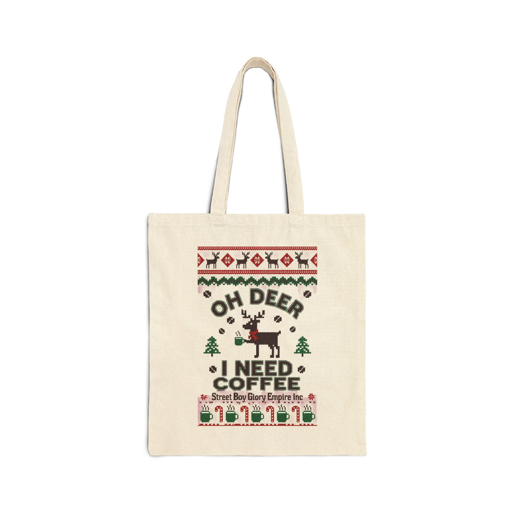 Oh Deer I Need Coffee Tote Bag | Ugly Christmas Sweater Style