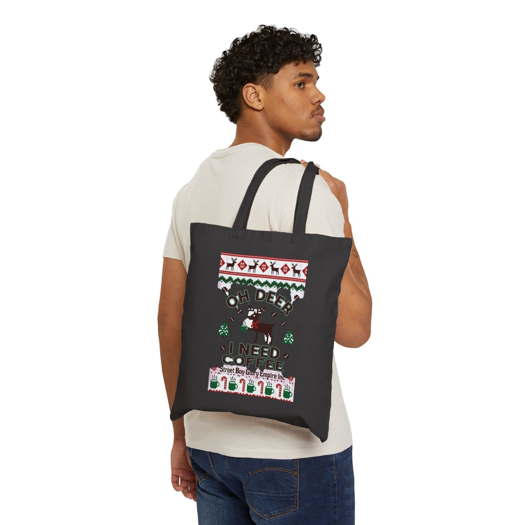 Oh Deer I Need Coffee Tote Bag | Ugly Christmas Sweater Style