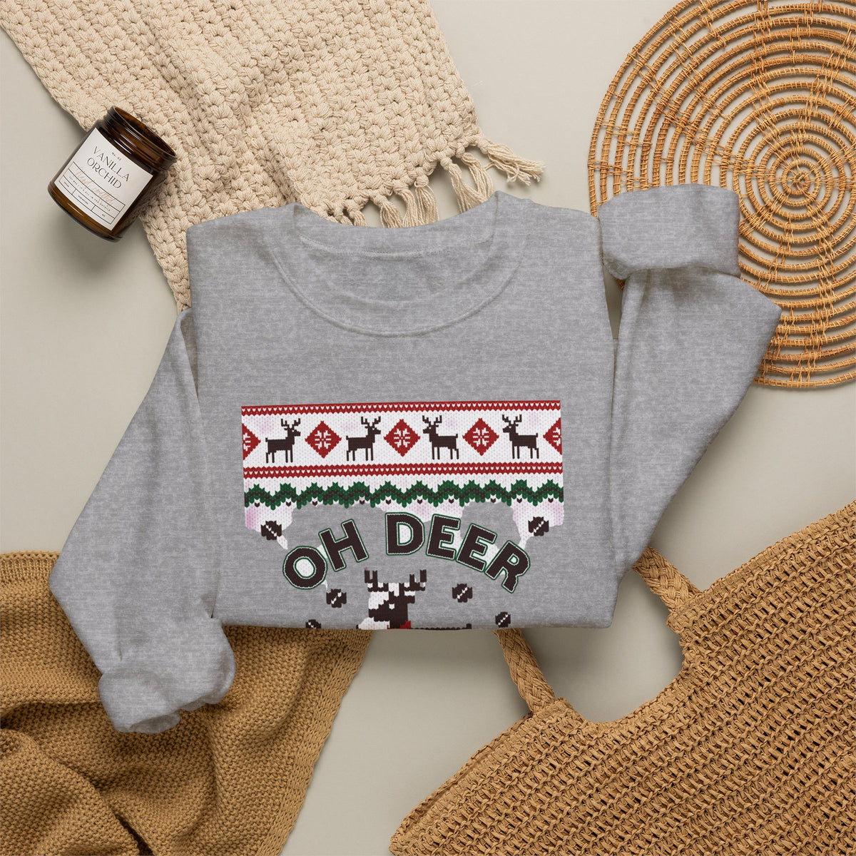 Oh Deer I Need Coffee Sweatshirt | Ugly Christmas Sweater