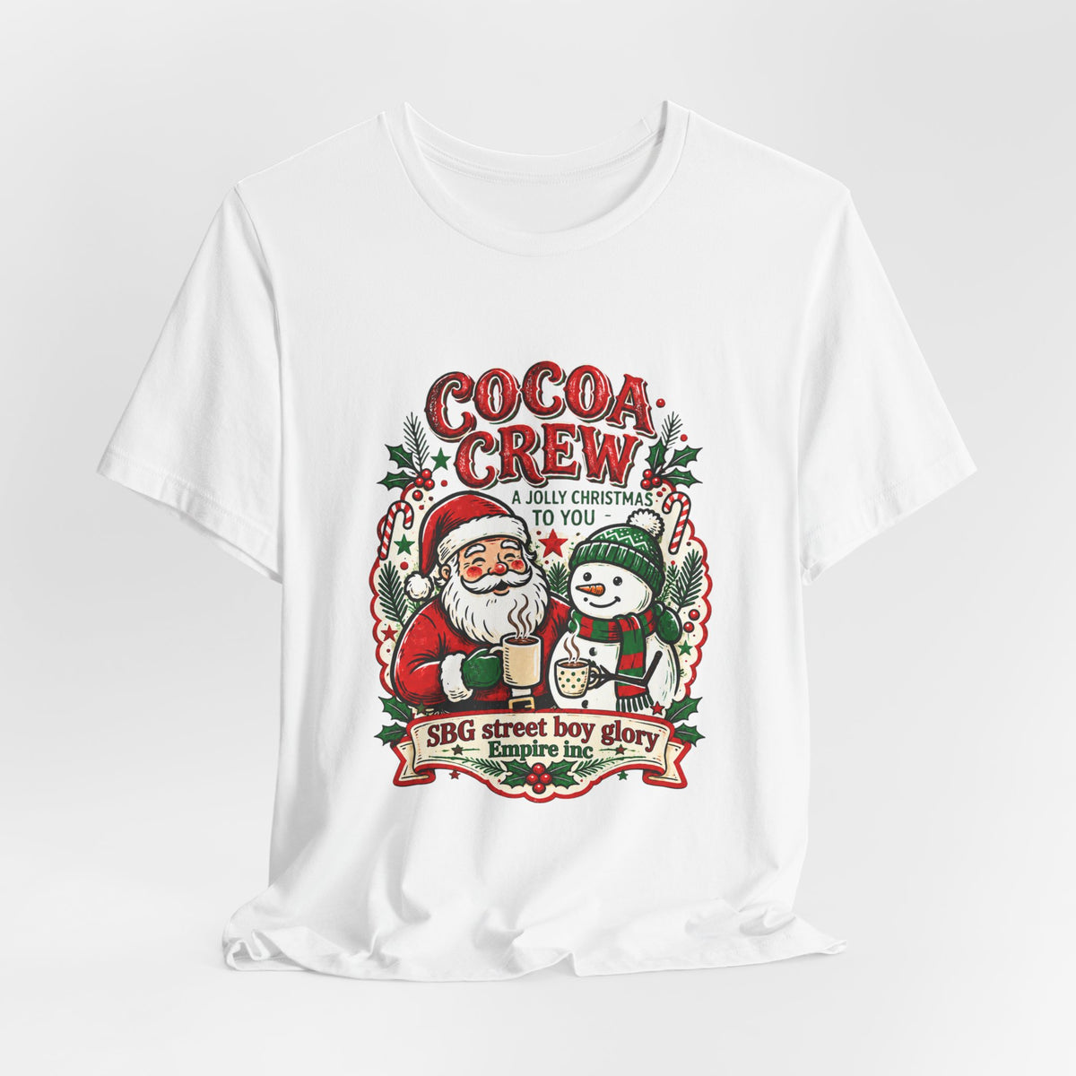 Cocoa Crew Santa & Snowman Christmas T-Shirt