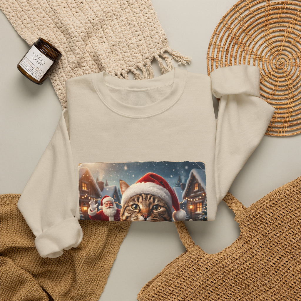 Realistic Santa Cat Portrait Sweatshirt | Nostalgic Christmas