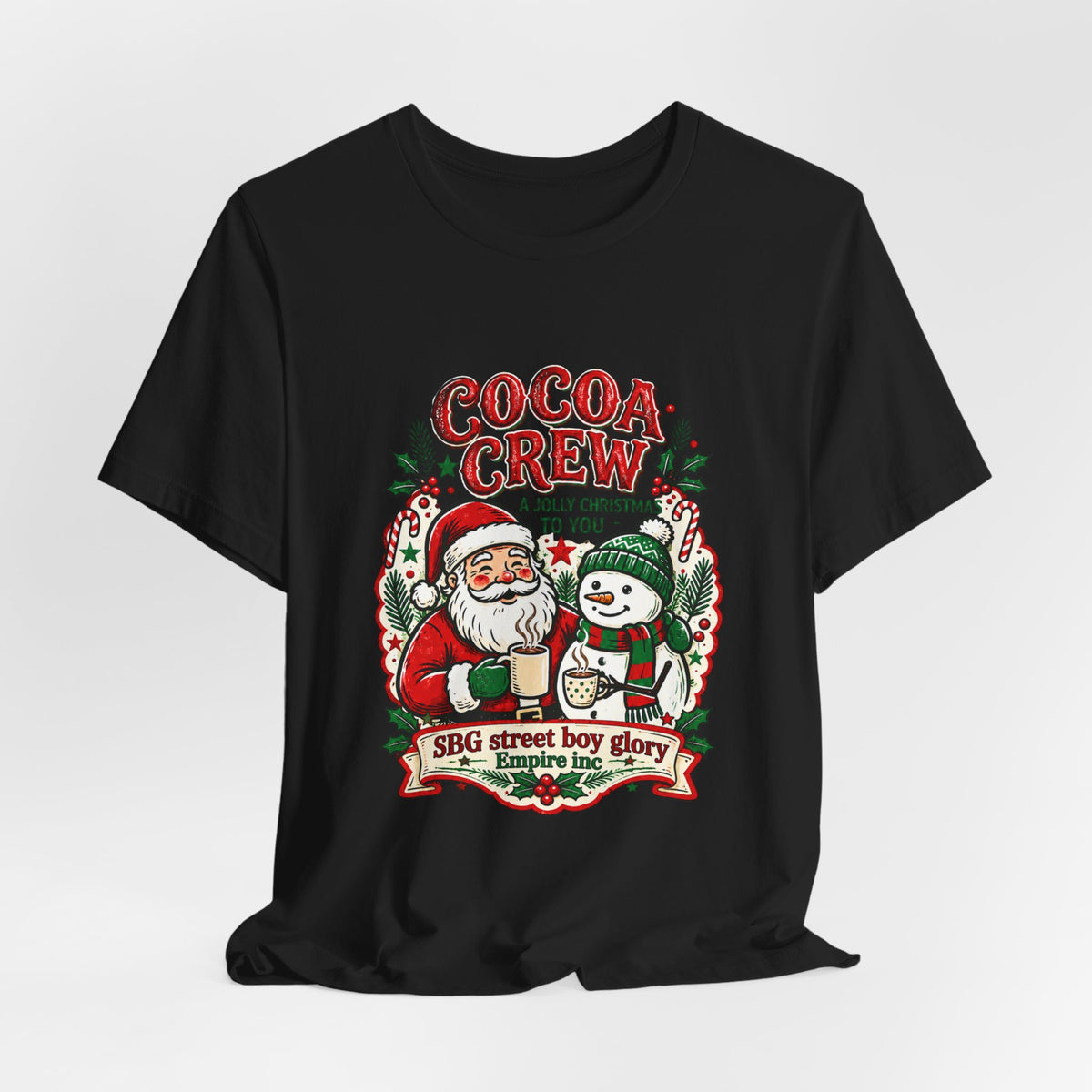 Cocoa Crew Santa & Snowman Christmas T-Shirt