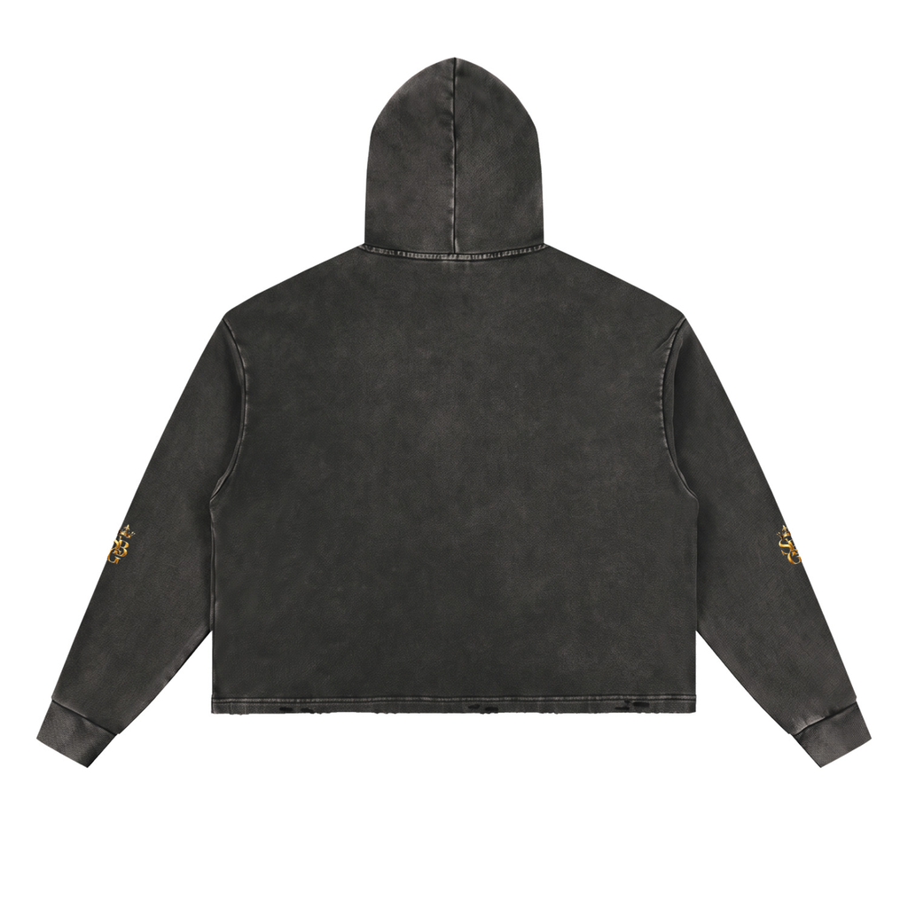 Vintage Washed Frayed-Hem Hoodie